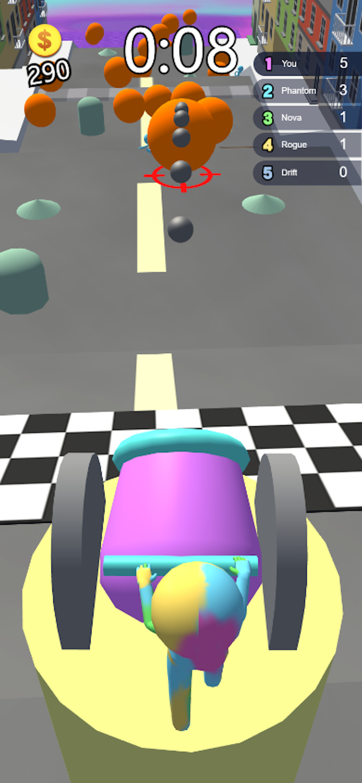 Treasure Hunt Rush - Colorful character running with timer and leaderboard